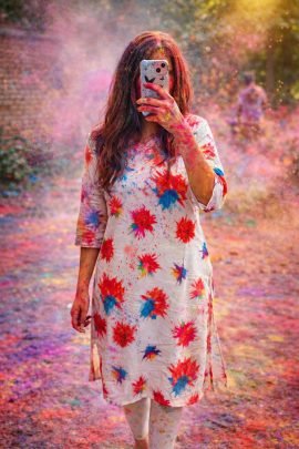 Rayon Fabric Holi Spicel Kurti