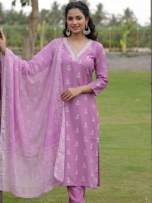 Rayon Fabric Onion Pink Colour  Ready Made Suit