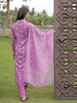 Rayon Fabric Onion Pink Colour  Ready Made Suit