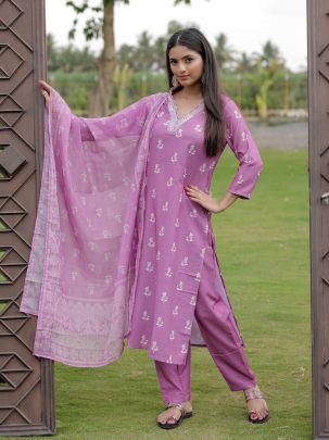 Rayon Fabric Onion Pink Colour  Ready Made Suit
