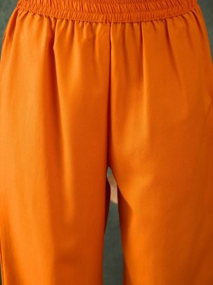Rayon Fabric Orange Colour Ready Made Suit