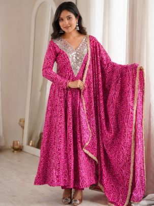 Rayon Fabric Pink Colour Anarkali Suit