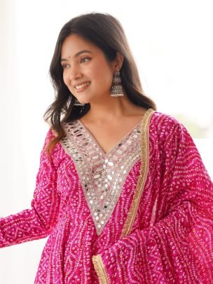 Rayon Fabric Pink Colour Anarkali Suit