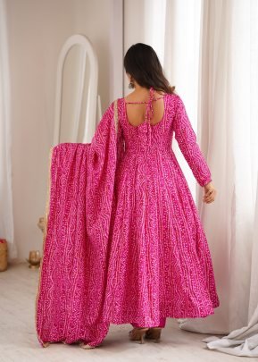 Rayon Fabric Pink Colour Anarkali Suit