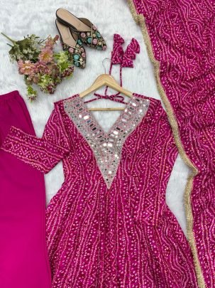Rayon Fabric Pink Colour Anarkali Suit