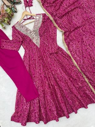 Rayon Fabric Pink Colour Anarkali Suit