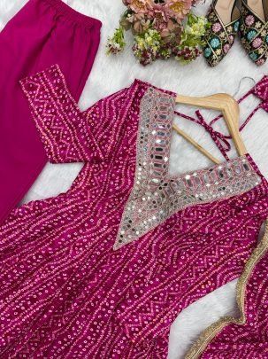 Rayon Fabric Pink Colour Anarkali Suit