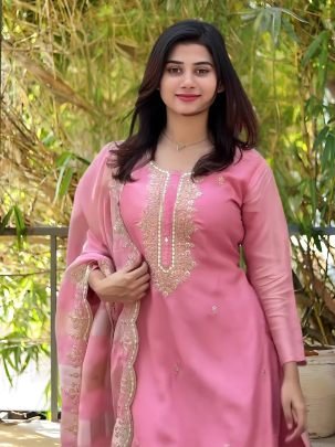 Rayon Fabric Pink colour Ready Made Suit