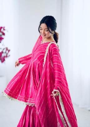 Real Mirror Mal Chanderi Sharara Suit With Full Flair Plazzo