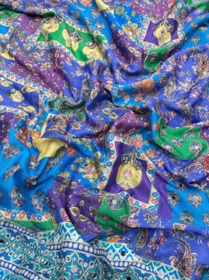 Real Mirror Work Chinnon Fabric Saree