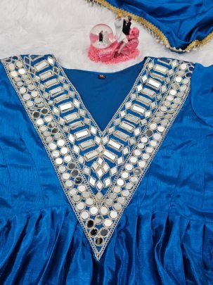 Real Mirror Work  Rama Colour  Sharara Suit
