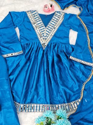 Real Mirror Work  Rama Colour  Sharara Suit