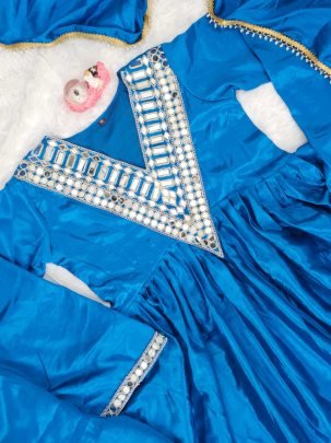 Real Mirror Work  Rama Colour  Sharara Suit