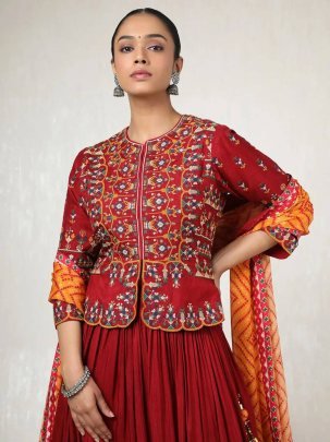 Navratri Muslin Cotton Printed Lehenga Set with Top And Dupatta