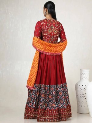 Navratri Muslin Cotton Printed Lehenga Set with Top And Dupatta