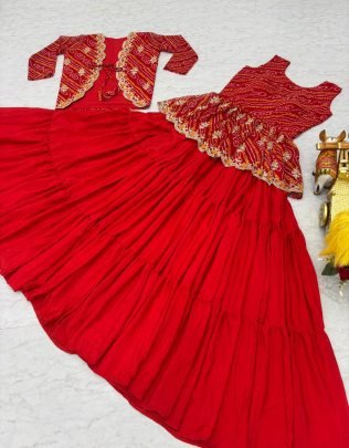 Red Holi Radiance Bandhej Lehenga Set