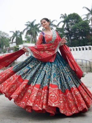 Muslin Cotton Real Mirror Work Navratri Special Lehenga Choli