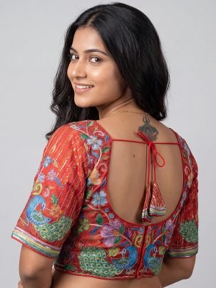 Red Position Print Ready Made Blouse