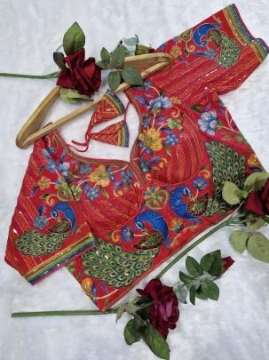 Red Position Print Ready Made Blouse