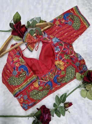 Red Position Print Ready Made Blouse