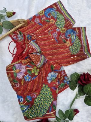 Red Position Print Ready Made Blouse