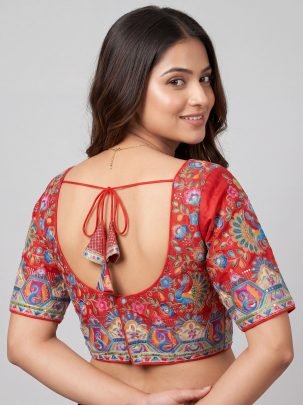 Red Position Print Readymade Blouse