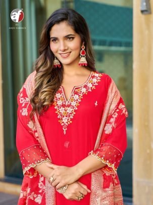 Red Royale Kurti Pant Set