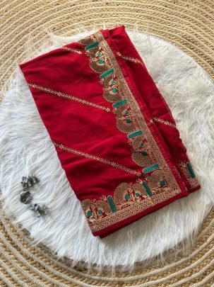 Red Ruby Mayura Saree