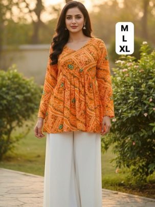 Regular Wear  Orange  Colour  Ladies Top