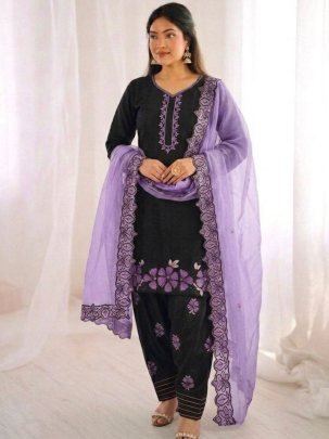 Revet Moti Work Purple  Colour Farshi Suit