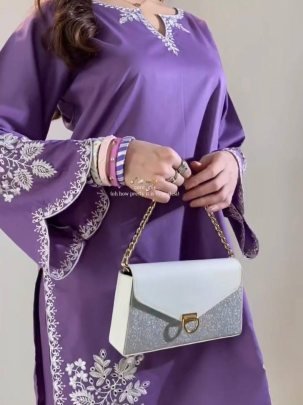 Roman Cotton Material Purple Colour Farshi Salwar Suit