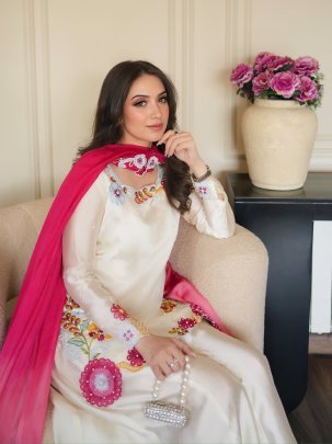 Roman Glass Fabric Moti Work  Palazzo Suit