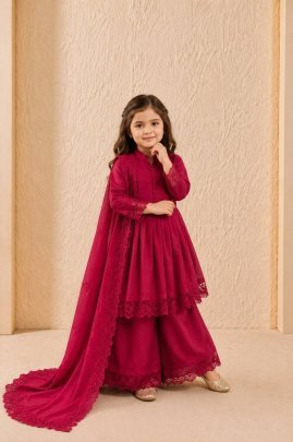 Rose Royale Kids Premium Roman Silk Palazzo Ensemble