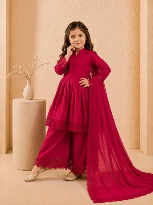 Rose Royale Kids Premium Roman Silk Palazzo Ensemble