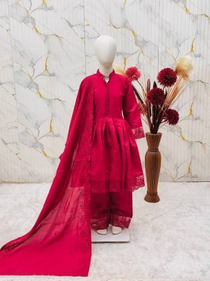 Rose Royale Kids Premium Roman Silk Palazzo Ensemble