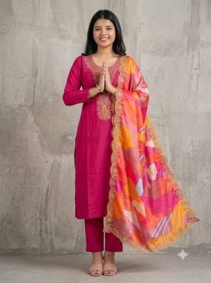 Roselle Charm Embroidered Kurta Pant