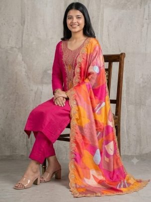 Roselle Charm Embroidered Kurta Pant