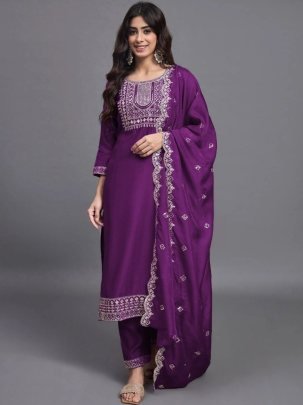 Royal Amethyst Cotton Kurta Pant For festival