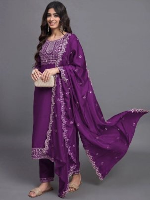 Royal Amethyst Cotton Kurta Pant For festival