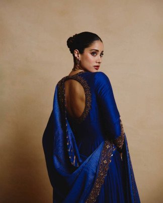 Royal Blue Chinon Anarkali Suit Set with Sequins And Gotta Patti Dupatta