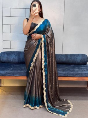 Rama Colour Party Wear Shade Saree