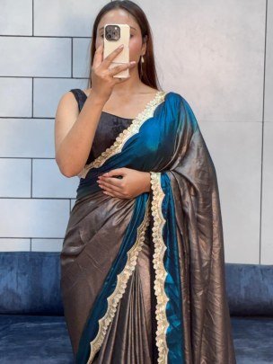 Rama Colour Party Wear Shade Saree