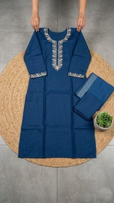 Royal Blue Embroidered Kurta Set with Dupatta