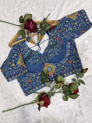 Royal Blue Viscose Readymade Blouse 
