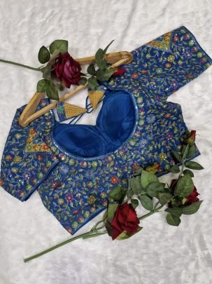 Royal Blue Viscose Readymade Blouse