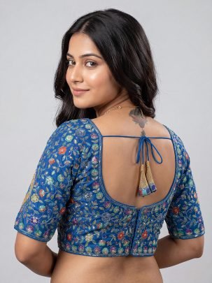 Royal Blue Viscose Readymade Blouse