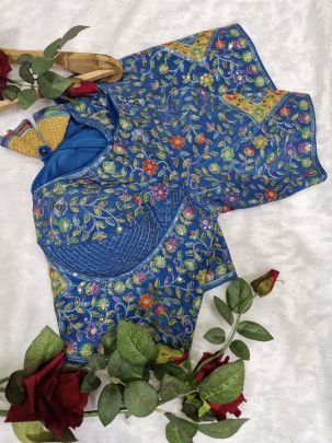 Royal Blue Viscose Readymade Blouse