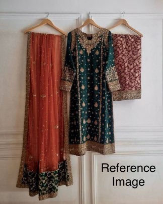 Royal Peacock Blue Zari Kurti Palazzo Set With Dupatta