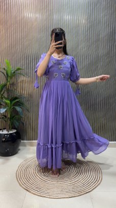 Royal Purple  Handwork Midi Dress