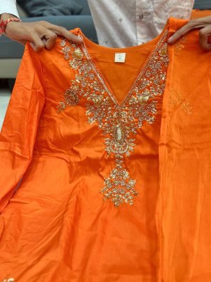 Rust Designer Kurti Palazzo Set